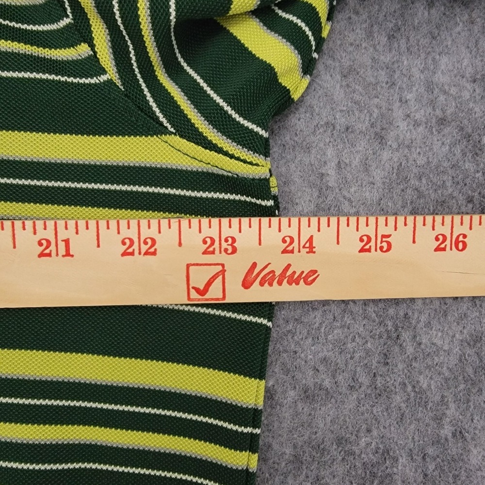 Under Armour Polo Shirt Mens Large Green Yellow Striped Performance Golf Logo - Picture 10 of 11